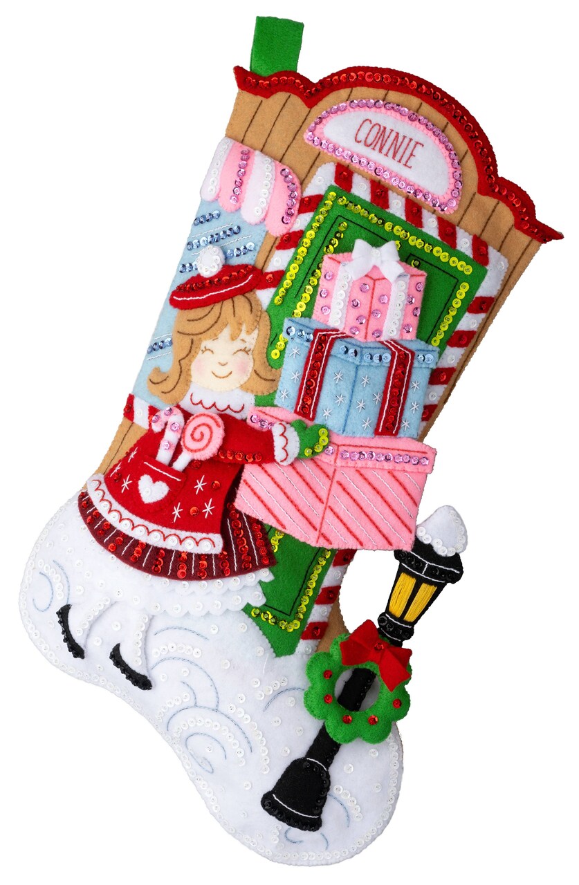 Bucilla Felt Stocking Applique Kit 18" Long-Last Minute Gifts